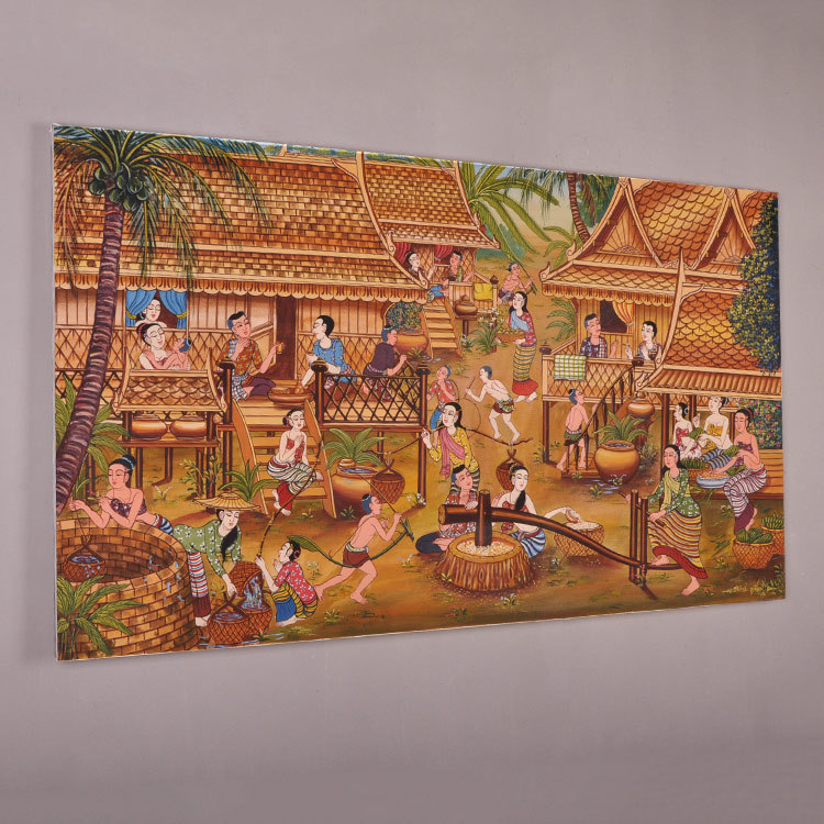 泰國金箔裝飾畫 手工柚木 金箔 人物掛板