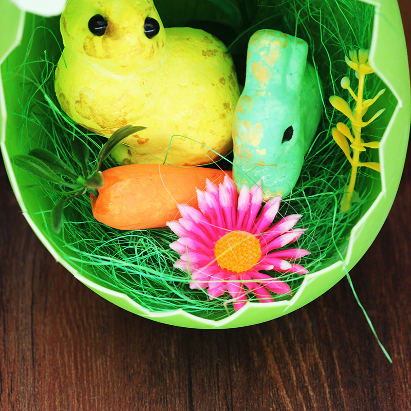 復活節泡沫彩蛋裂殼兔子蘿蔔綠色復活蛋
