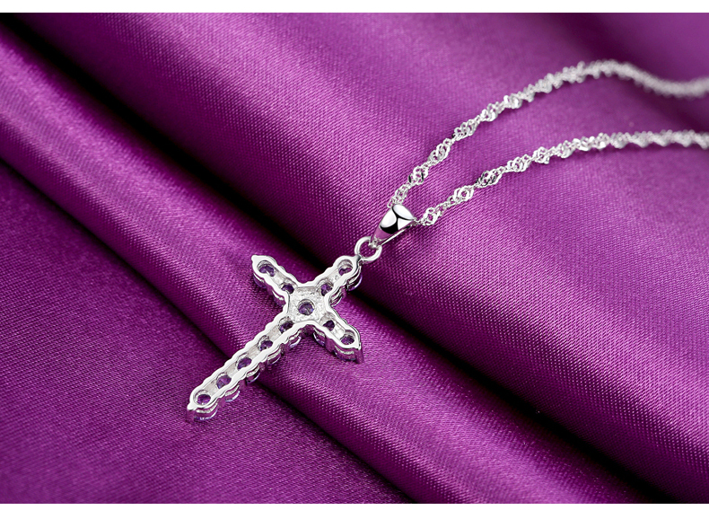 優雅紫色耶穌基督教吊墜銀飾