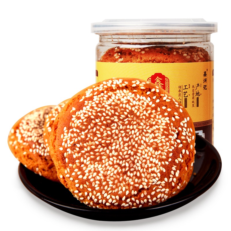 鑫炳記太谷餅山西特產傳統糕點零食小吃點心蜂蜜胡麻油味160g*4罐