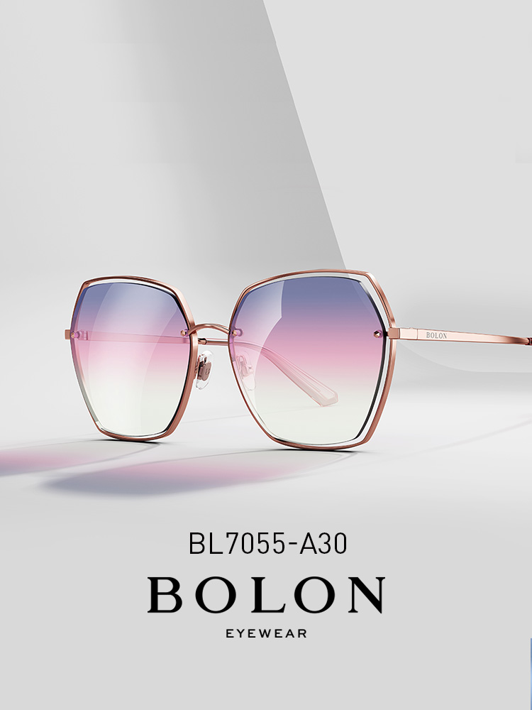 BOLON暴龍墨鏡女個性潮流金屬框太陽鏡漸變色鏡片眼鏡BL7055