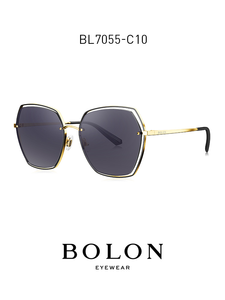 BOLON暴龍墨鏡女個性潮流金屬框太陽鏡漸變色鏡片眼鏡BL7055