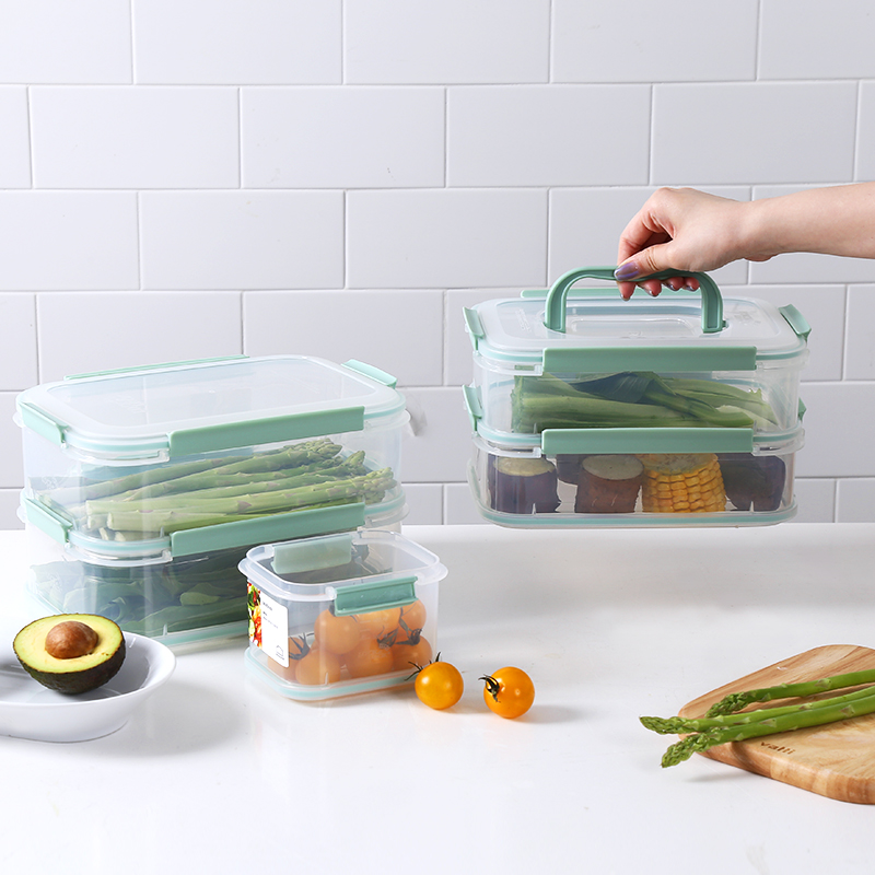 樂扣樂扣美特樂保鮮盒塑料大容量透明食品帶蓋蔬菜盒便攜冰箱專用