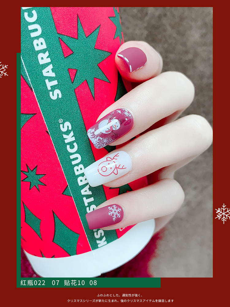 聖誕美甲貼紙防水塗鴉指甲片3d貼立體裝飾小圖案網紅雪花甲紙成品