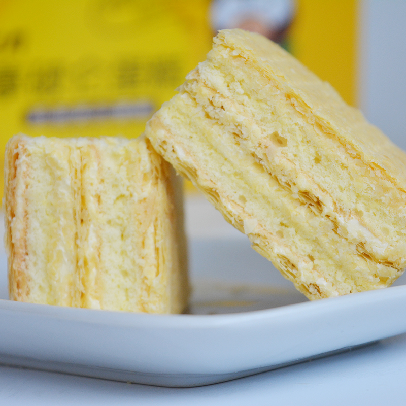 京隆拿破崙蛋糕1000g整箱雙層奶油夾心面包辦公早餐西式糕點零食