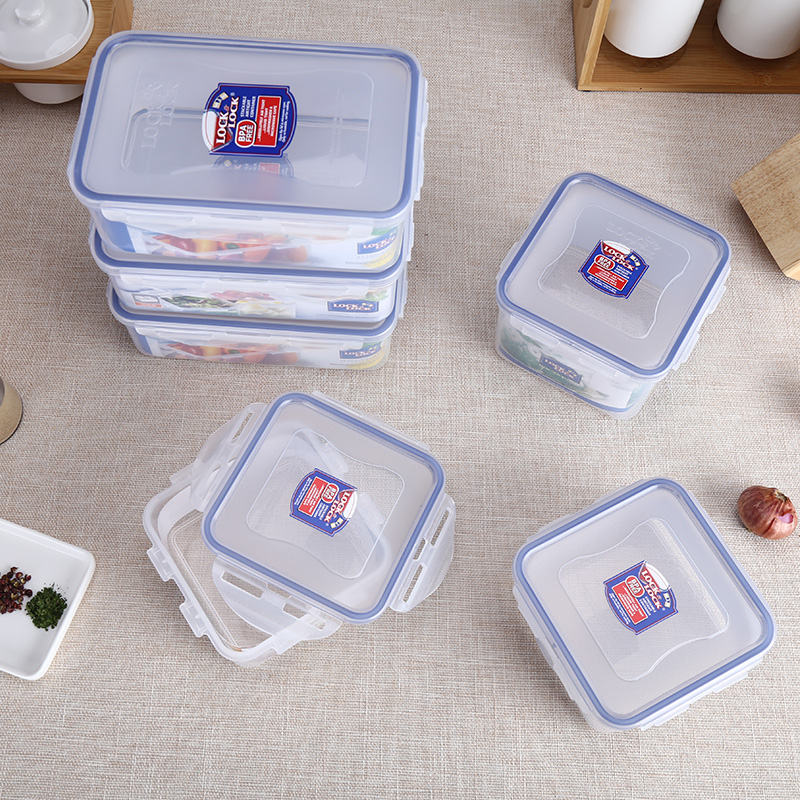 樂扣樂扣 塑料保鮮盒6件套裝密封食物收納盒長方形 HPL855S002