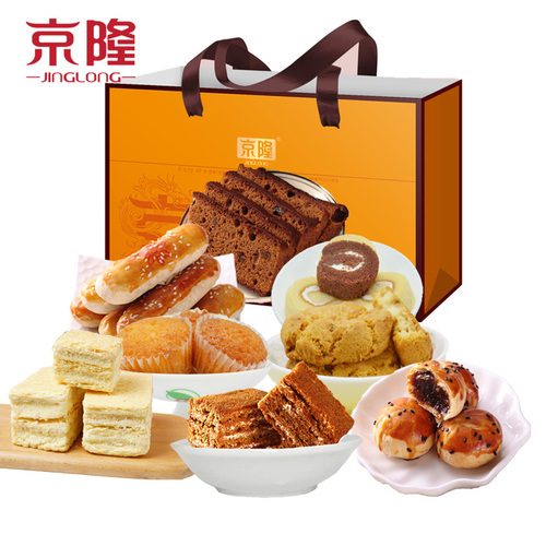 京隆糕點禮盒660g北京特產年貨蛋糕早餐休閒零食拿破崙面包小吃