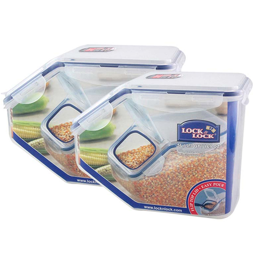 樂扣樂扣 塑料保鮮食品收納盒套裝米桶零食穀物箱 5L*2 HPL700Q2