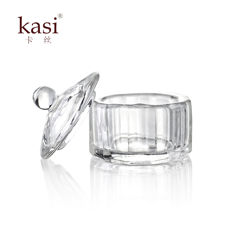 KaSi美甲水晶杯帶蓋透明杯清潔液裝卸甲水透明玻璃杯調和專用工具