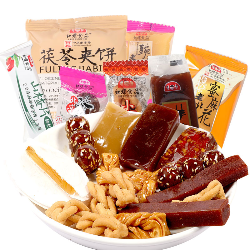 北京特產年貨零食大禮包糕點紅螺食品500g小吃美食京八件冰糖葫蘆
