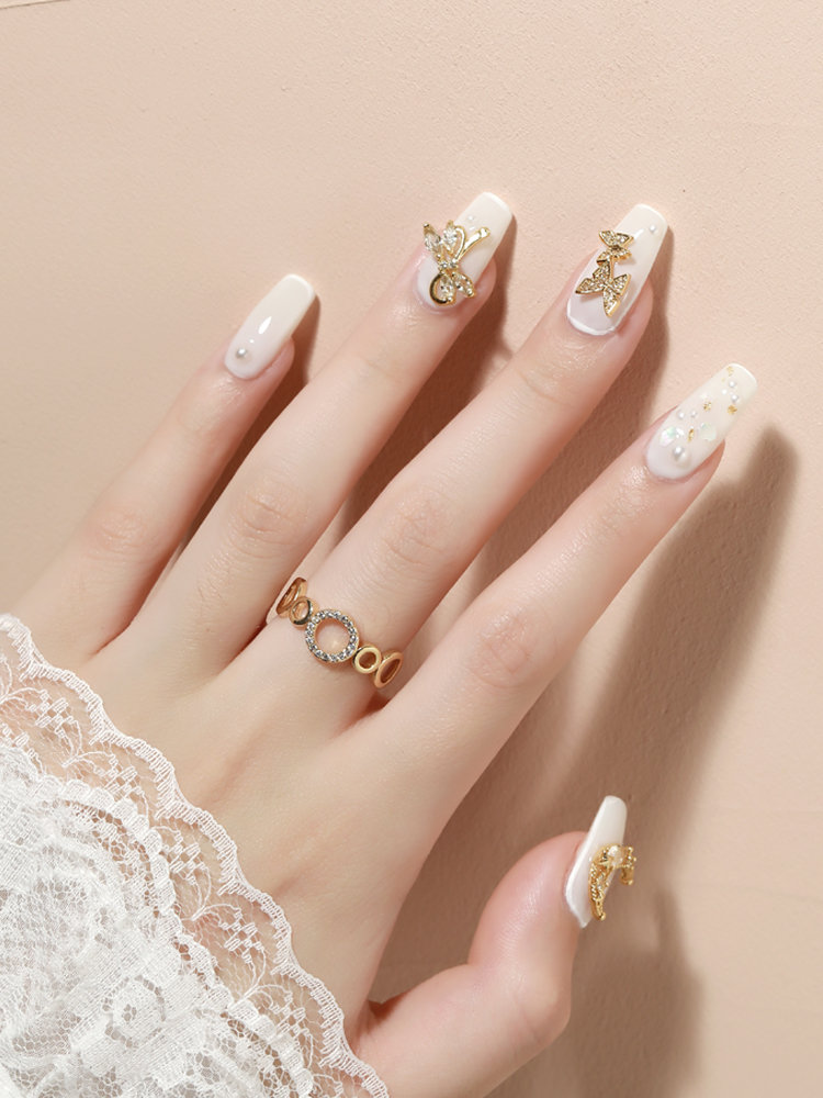 KaSi美甲飾品2021新款網紅流行金屬鑽飾蝴蝶結飾品ins風指甲裝飾