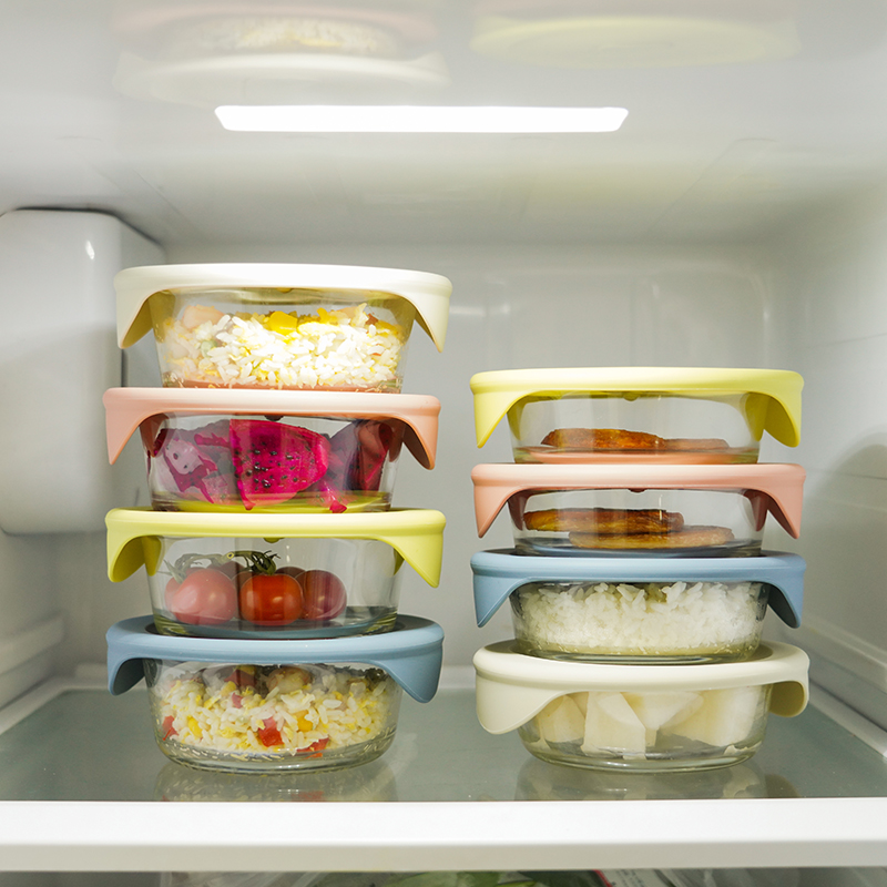 樂扣樂扣玻璃保鮮盒套裝帶硅膠蓋碗微波爐加熱冰箱食品收納飯盒