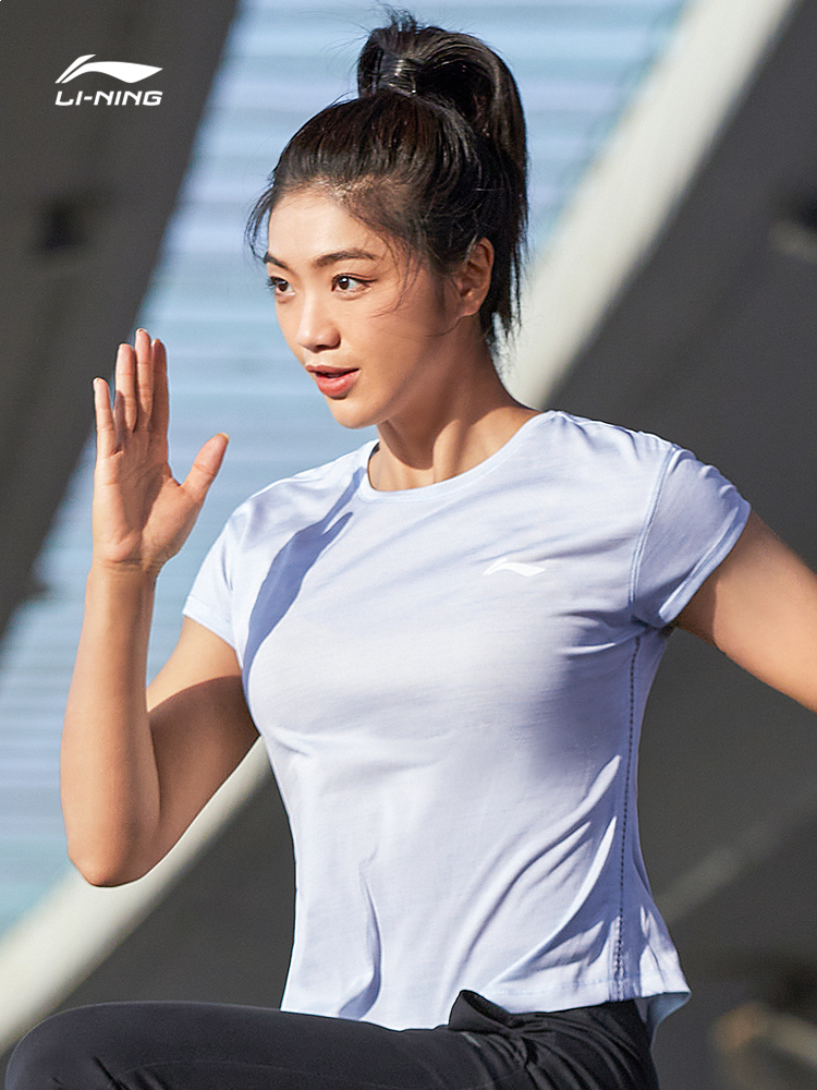 李寧短袖女瑜伽服健身跑步速幹t恤