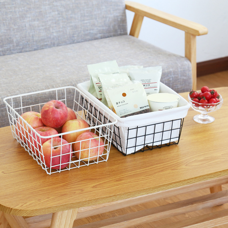 日式鐵藝收納籃桌面收納筐浴室收納盒