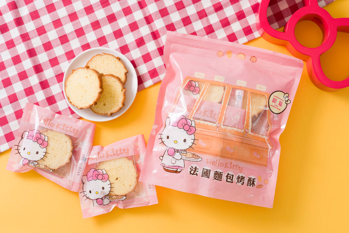 紅櫻花 - Hello Kitty法國麵包烤酥(綜合口味：原味+香蒜+咖啡) x 3袋