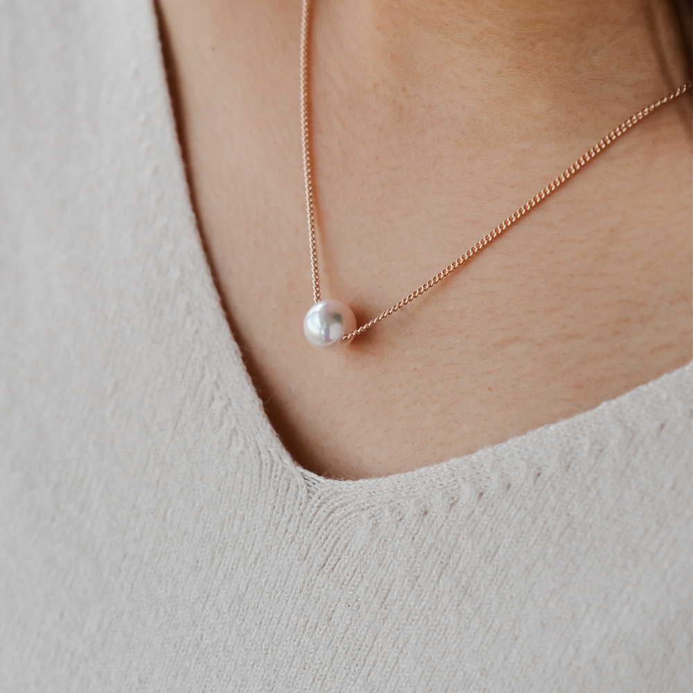 宇和海真珠 高級感海水珍珠簡約百搭項鍊 白色 粉金 150g