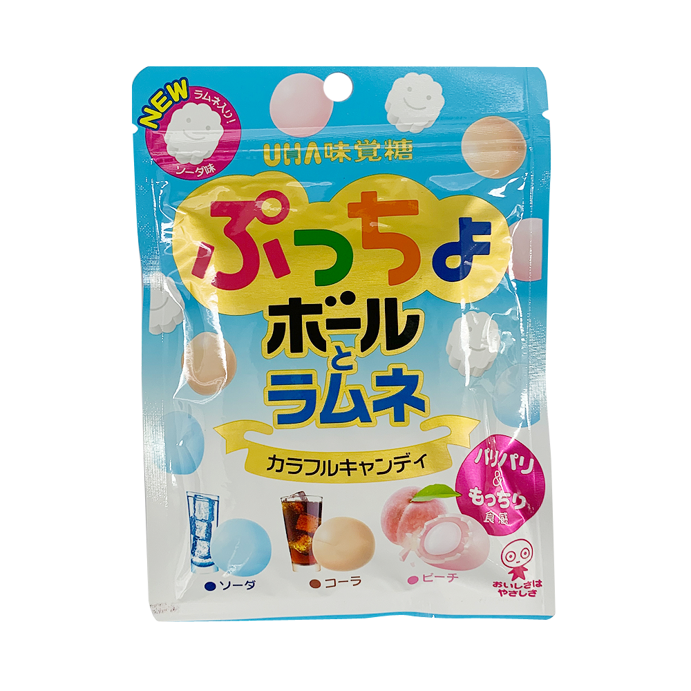 UHA 味覺糖 混合裝夾心充氣軟糖 3種口味（桃子味/汽水味/可樂味）55g