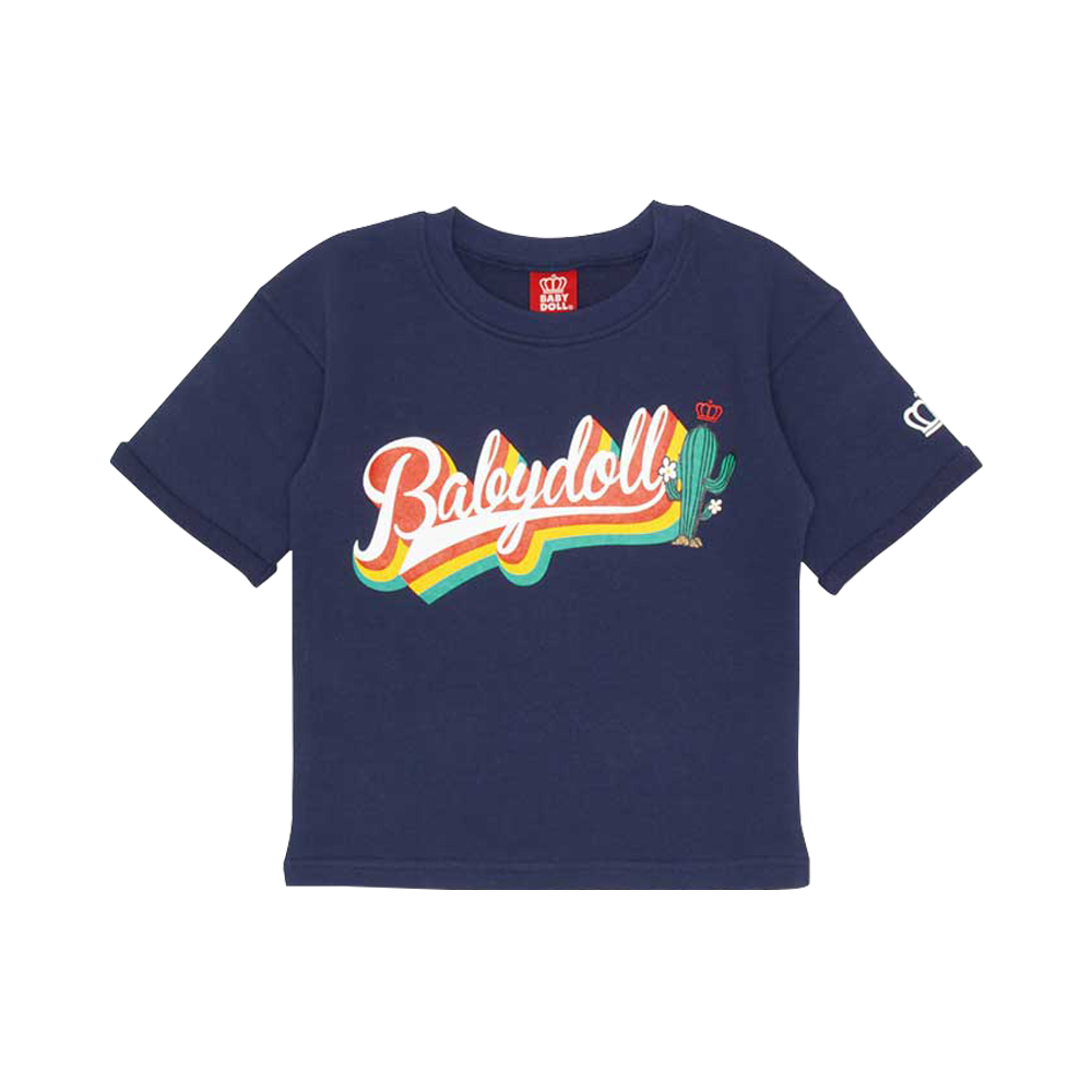 BABYDOLL 彩虹徽標印花圓領T恤0289K 海軍藍 110cm