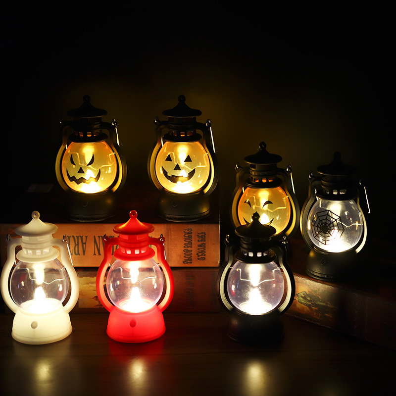 復古煤油燈聖誕萬聖節南瓜手提小馬燈夜燈LED電子裝飾蠟燭燈