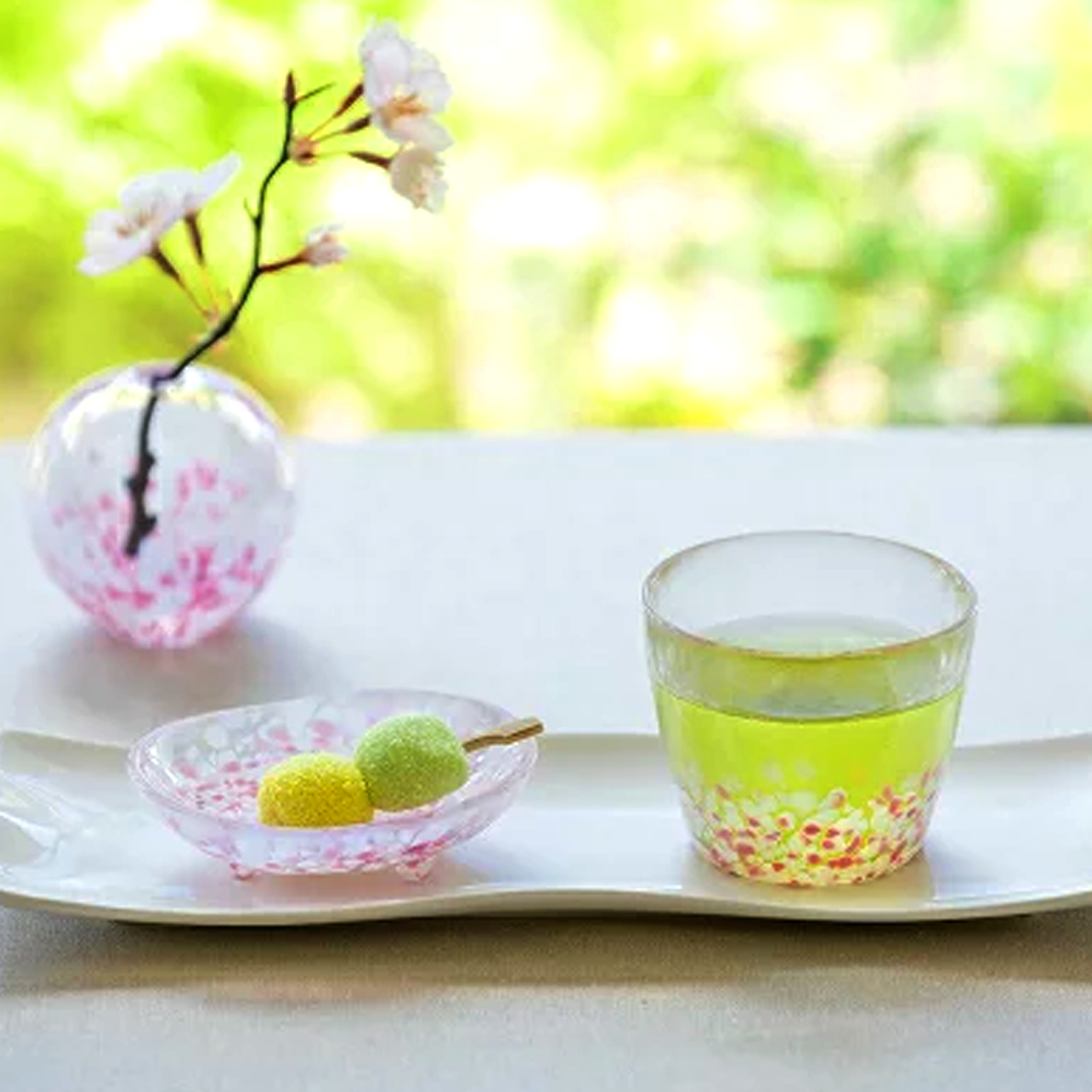ISHIZUKA GLASS 石塚硝子 津輕 日系玻璃蕎麥豬口櫻花玻璃杯 F79437 2個