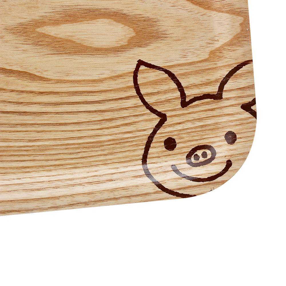 Luckypig home 小豬微笑圖案木質托盤 1個