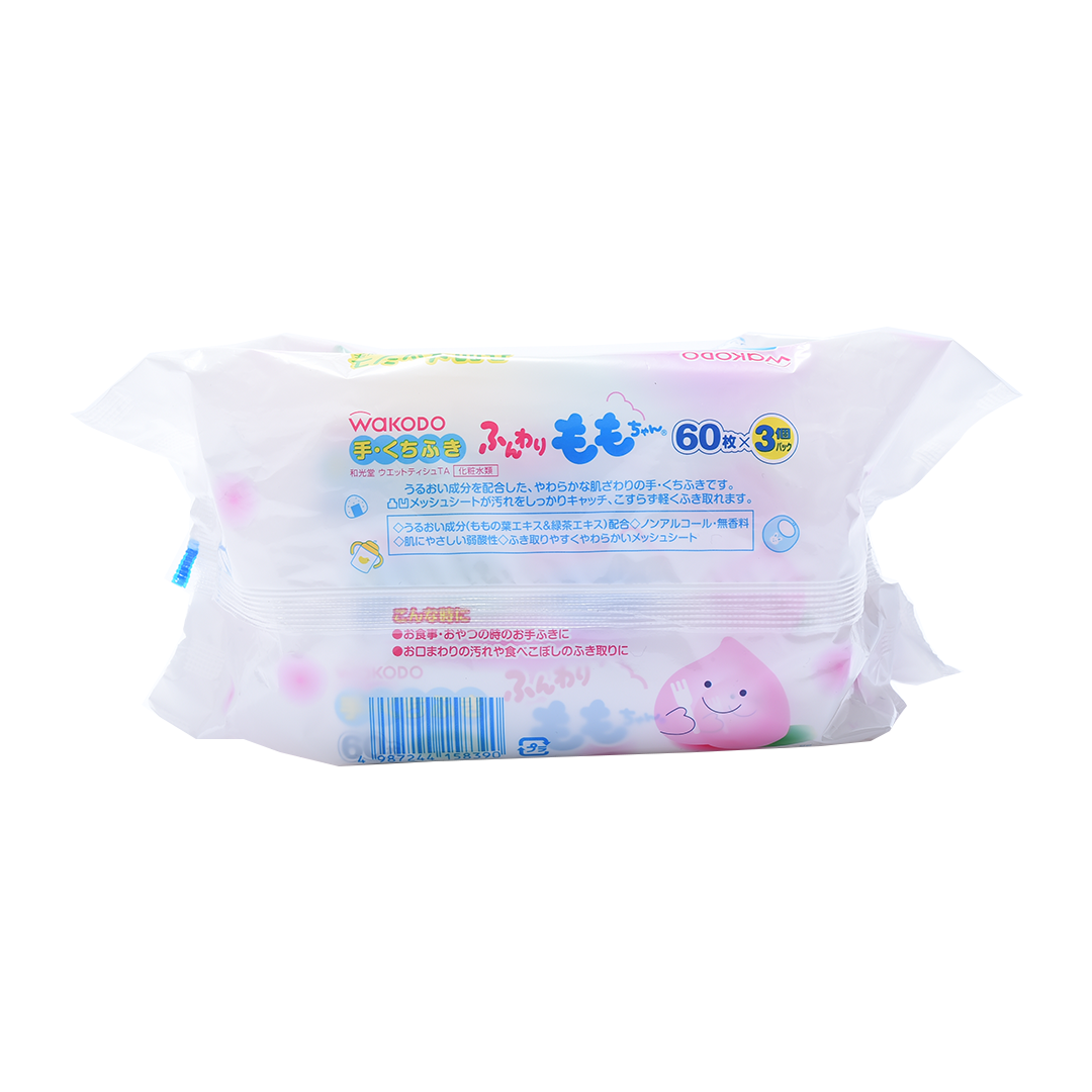 WAKODO 和光堂 桃葉精華嬰兒手口濕巾 180片(60片×3包)