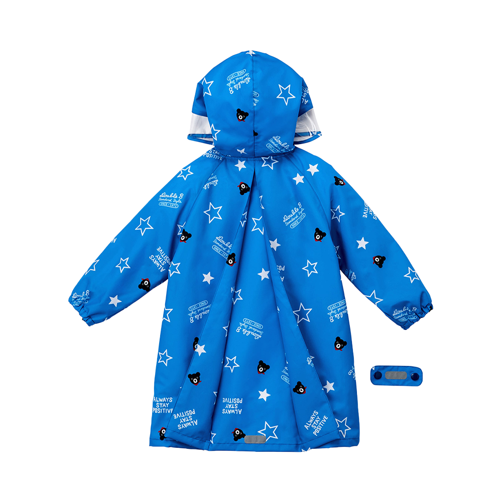 MIKIHOUSE 便攜式帶書包位兒童雨衣 藍色 M（100-110cm）