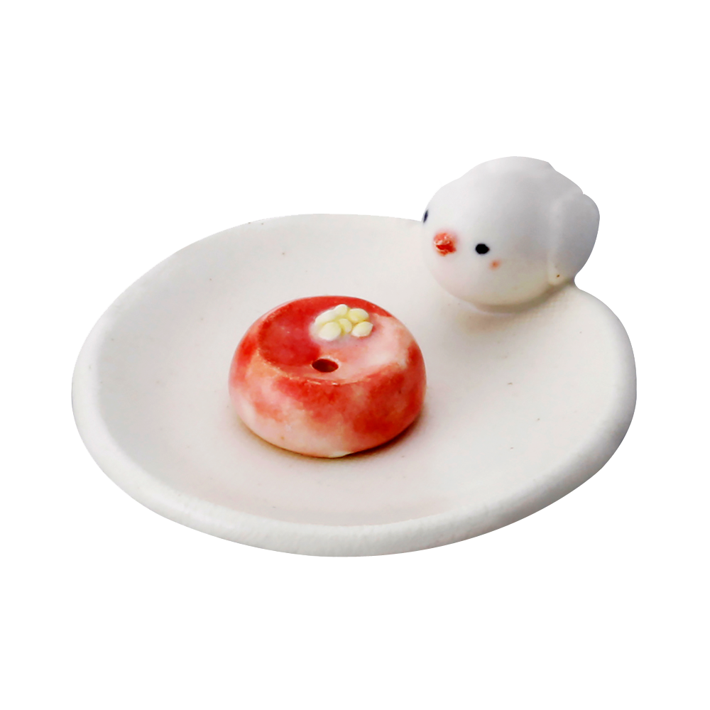 日本香堂 吉祥如意 線香福袋 白桃+水仙+茉莉+金木樨 贈白文鳥香盤