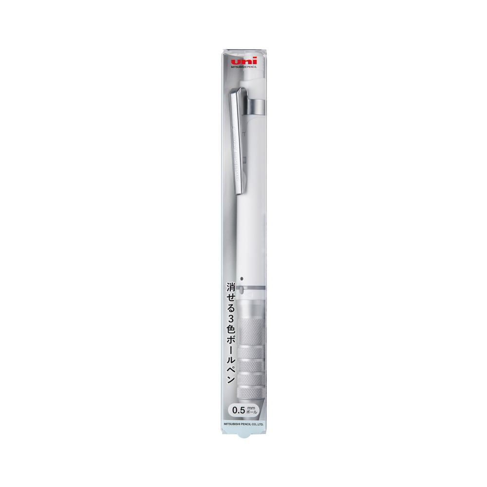 UNI 三菱鉛筆 Uniball R：Ebiz 可擦式3色圓珠筆 白色 0.5mm 1支（3色）