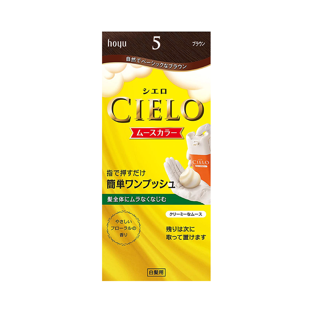 CIELO hoyu 簡便一鍵式白髮用染髮慕斯 #5（棕色） 1劑50g+2劑50g