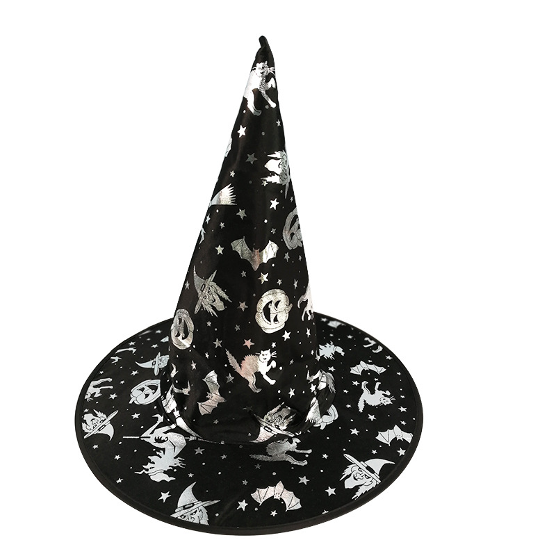 巫婆帽 萬聖節帽子派對用品燙金女巫帽 化粧舞會裝扮巫師帽魔法帽