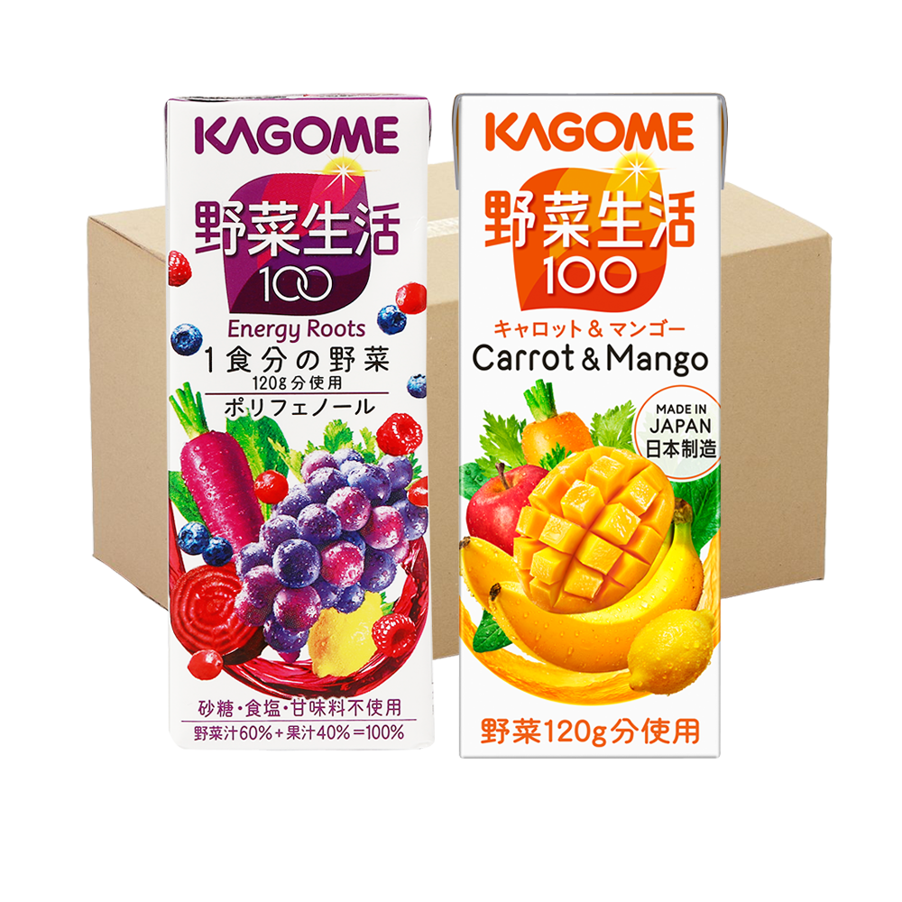 KAGOME 可果美果蔬汁 葡萄果蔬汁×12盒+芒果沙拉×12盒
