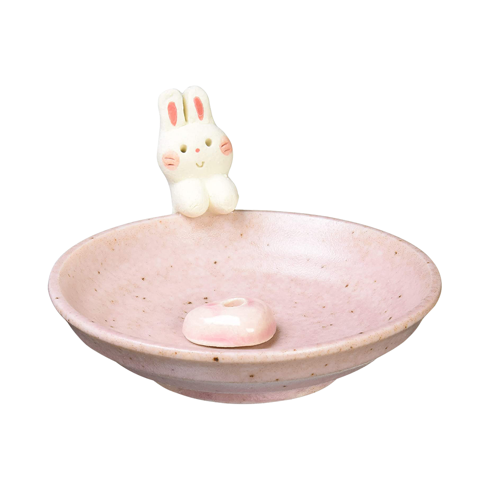 日本香堂 日式陶瓷香盤&香插擺件 #K3296 兔子 1個