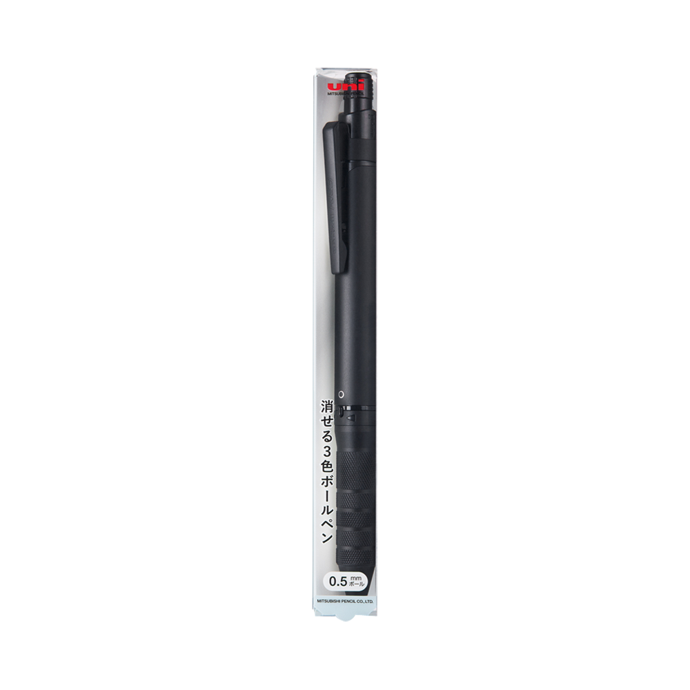 UNI 三菱鉛筆 Uniball R：Ebiz 可擦式3色圓珠筆 黑色 0.5mm 1支（3色）