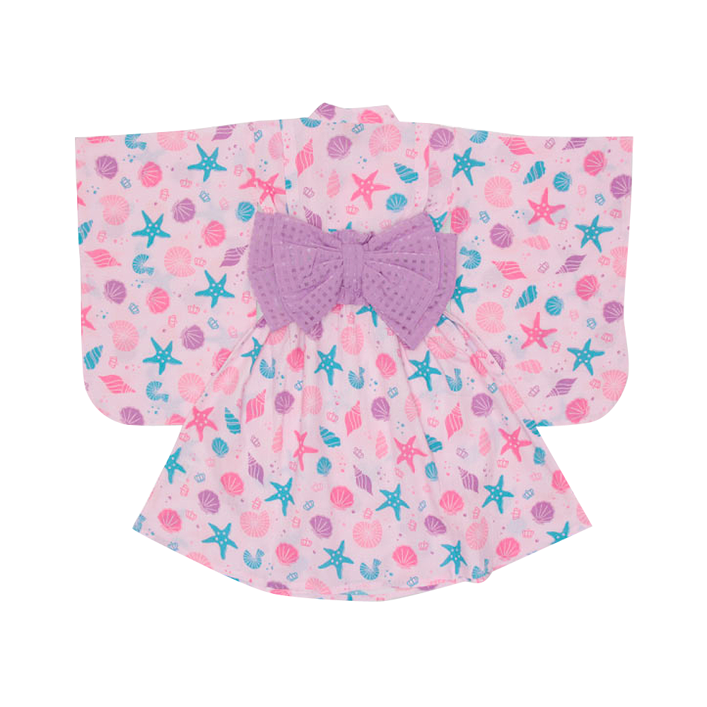 BABYDOLL 滿版印花可愛浴衣連衣裙 L(120cm-130cm) 粉色海洋圖案