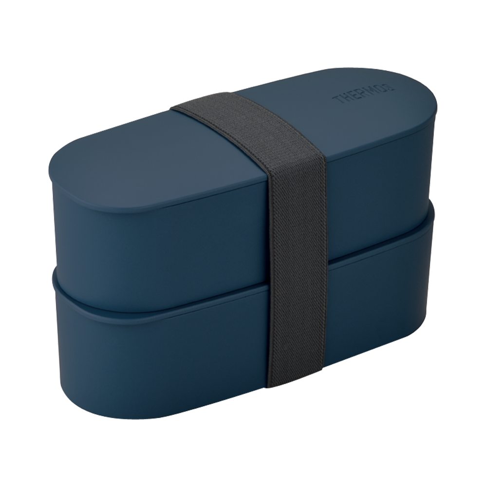 THERMOS 膳魔師 雙層大容量便攜午餐便當盒DJT-600W 藏藍色 600ml