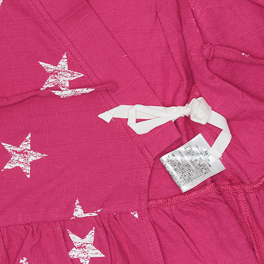 BABYDOLL 荷葉邊夏日兒童甚平浴衣4105K 覆盆子色 星星印花 M（100cm-110cm）