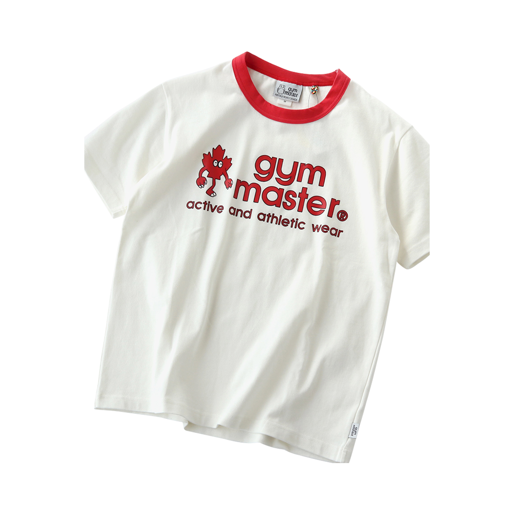gym master 楓葉怪獸logo印花T恤 白色×紅色