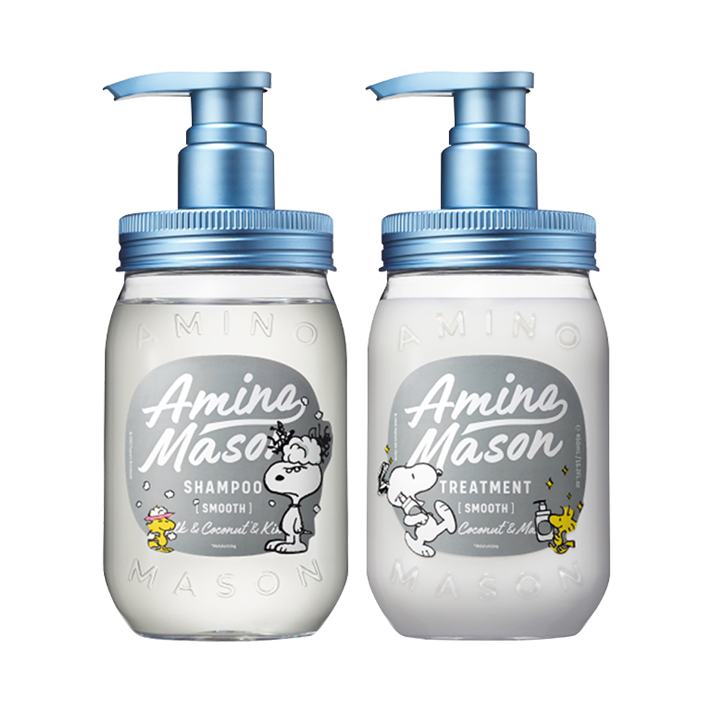 Amino mason 史努比限定 柔順修護洗護套裝 洗髮水450ml+護髮素450ml