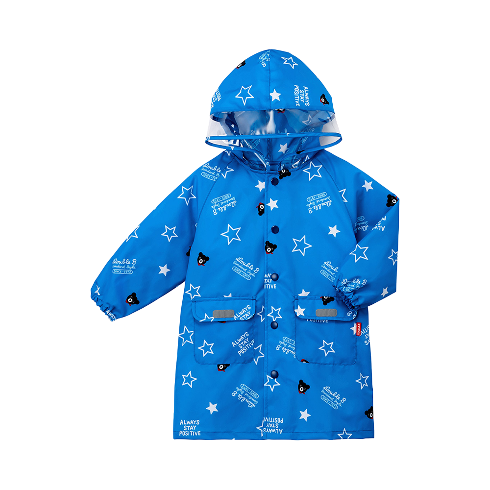 MIKIHOUSE 便攜式帶書包位兒童雨衣 藍色 LL（120-130cm）