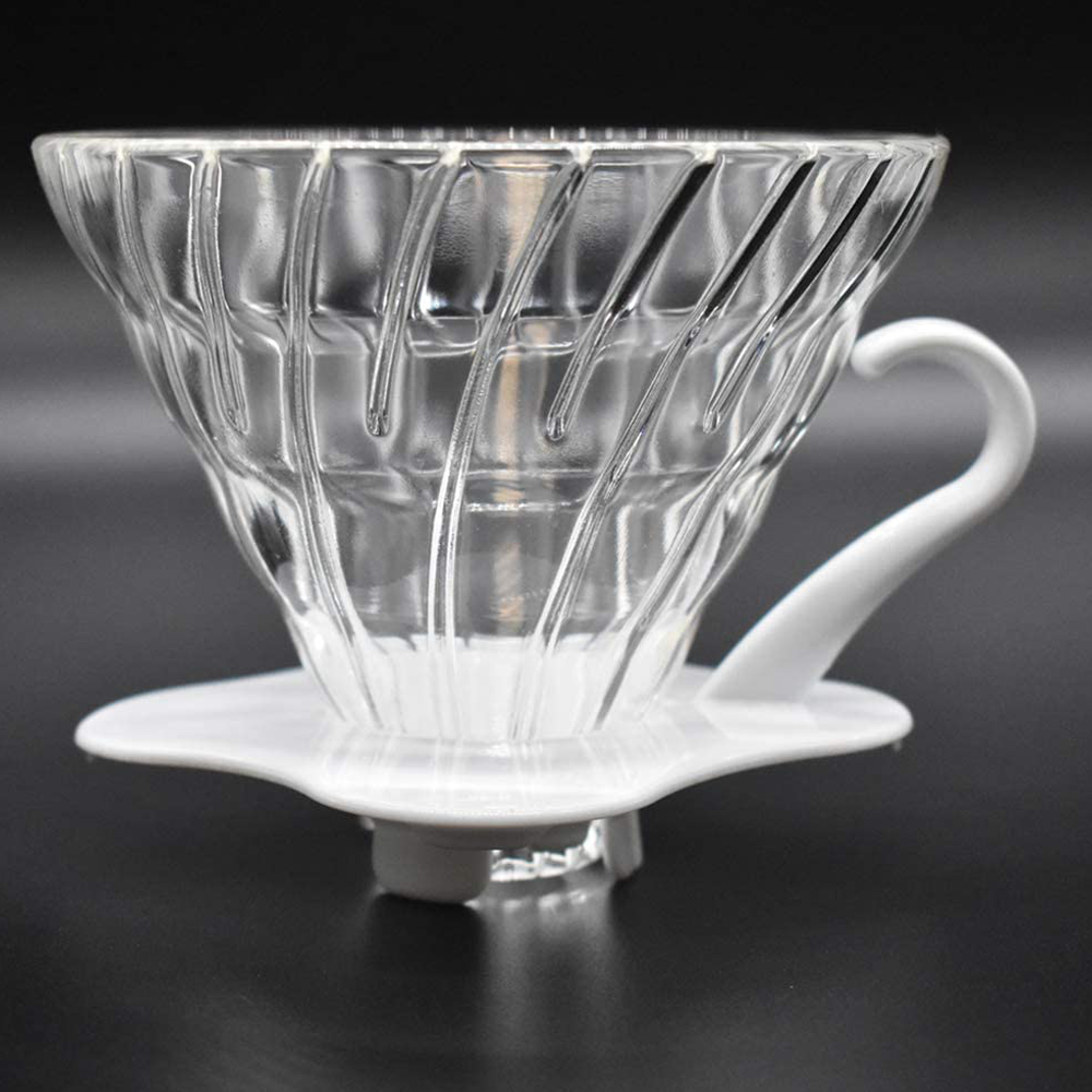 HARIO 耐熱玻璃透明咖啡濾杯V60 01 白色 1個