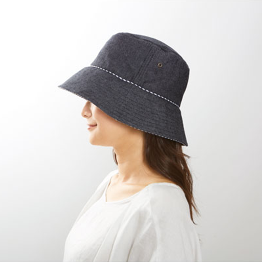 COGIT 抗UV牛仔布簡約時尚漁夫帽 黑色 1個
