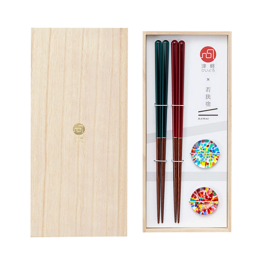 ISHIZUKA GLASS 石塚硝子 津輕Vidro 和風精緻筷子筷架套裝 節日花火 1套