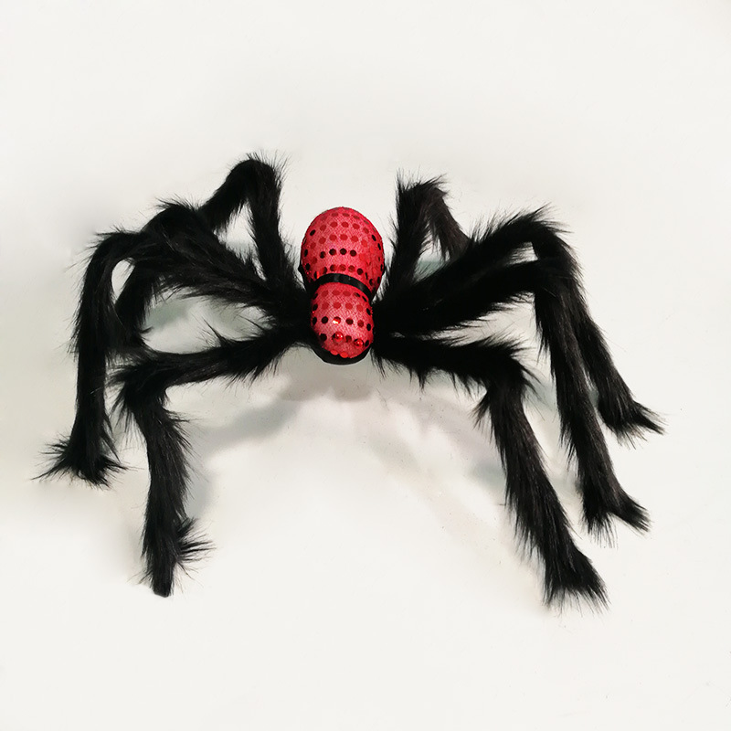 萬聖節裝飾用品 恐怖仿真大黑蜘蛛場地佈置道具 75cm毛絨蜘蛛玩具
