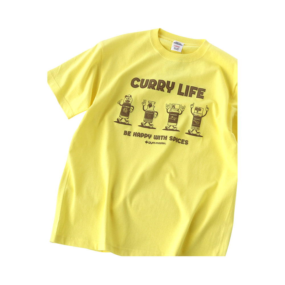 gym master CURRY LIFE香料趣味印花純棉T恤 淺黃色