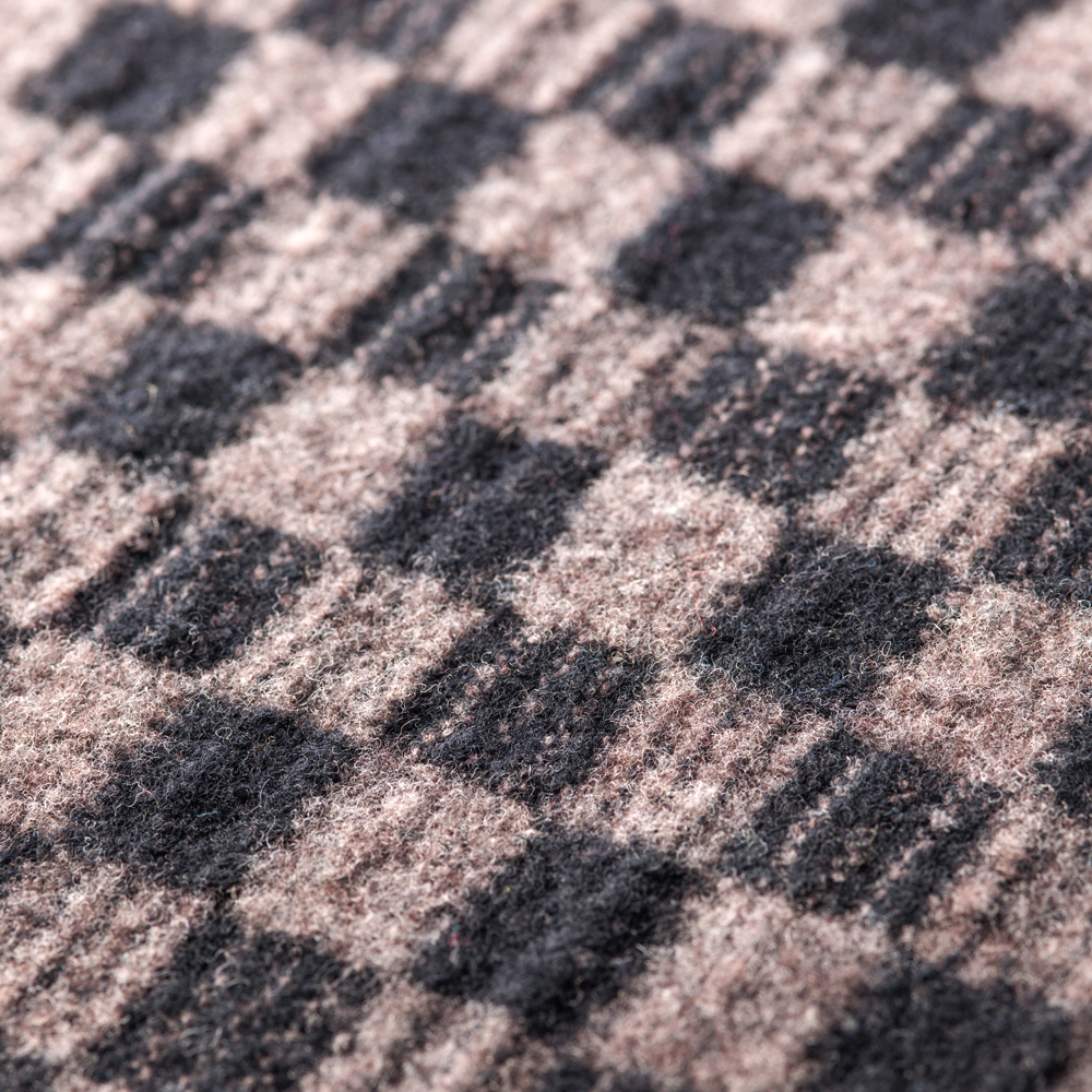 KNITTING INN 羊毛毛氈格紋圍巾 寬約30cm×長約200cm 黑色