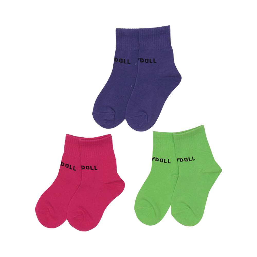 BABYDOLL 撞色運動休閒短襪套裝3626 22-24cm 樹莓色 3雙/1套