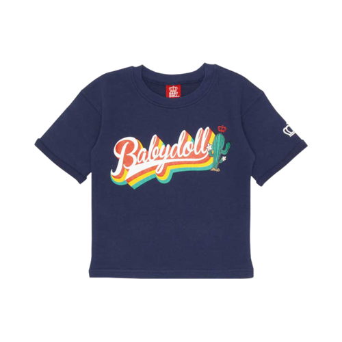 BABYDOLL 彩虹徽標印花圓領T恤0289K 海軍藍 130cm
