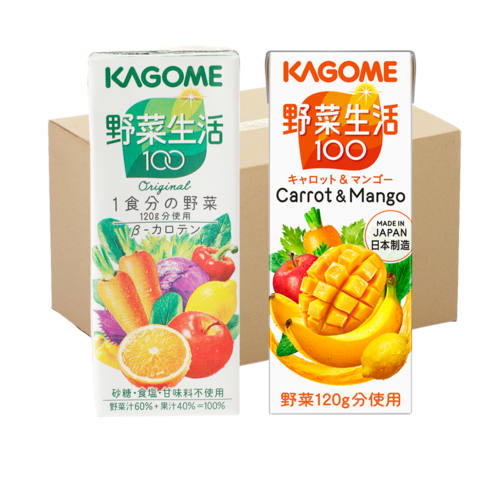 KAGOME 可果美果蔬汁 混合果蔬汁×12盒+芒果沙拉×12盒
