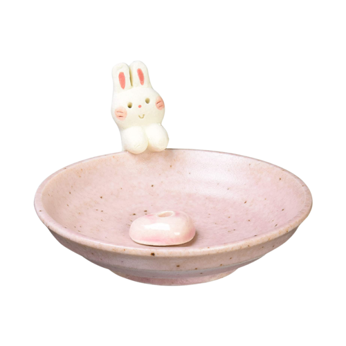 日本香堂 日式陶瓷香盤&香插擺件 #K3296 兔子 1個